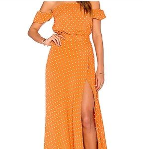 Flynn Skye Orange Party Dress- Fits long and lean, Size Small (w/o arm cuffs)